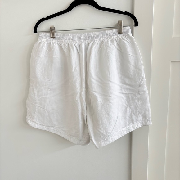 Adidas Original Nylon Women's White Athletic Shorts Drawstring Pockets Lined L - Picture 6 of 13